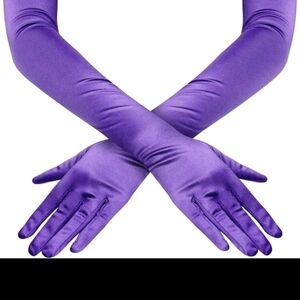 Elegant Purple Satin Gloves